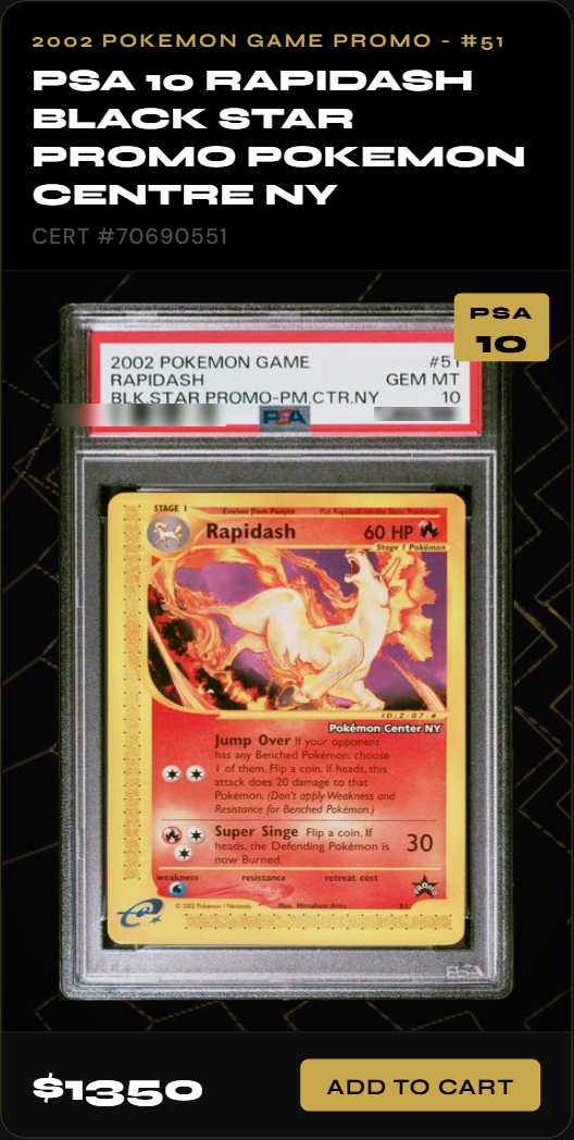 Rapidash Black Star Promo Pokemon Centre NY